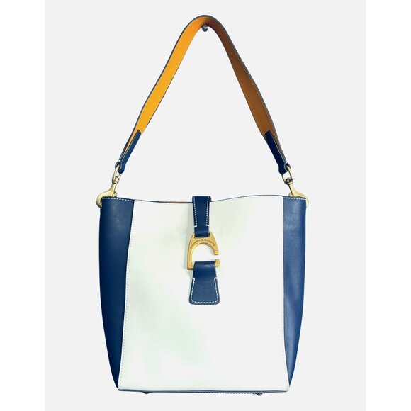 Dooney & Bourke Blue & White Leather Shoulder Bag - Picture 1 of 12
